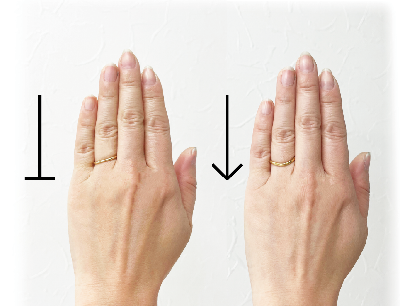 指が長く見える。指輪のデザインはコレ。